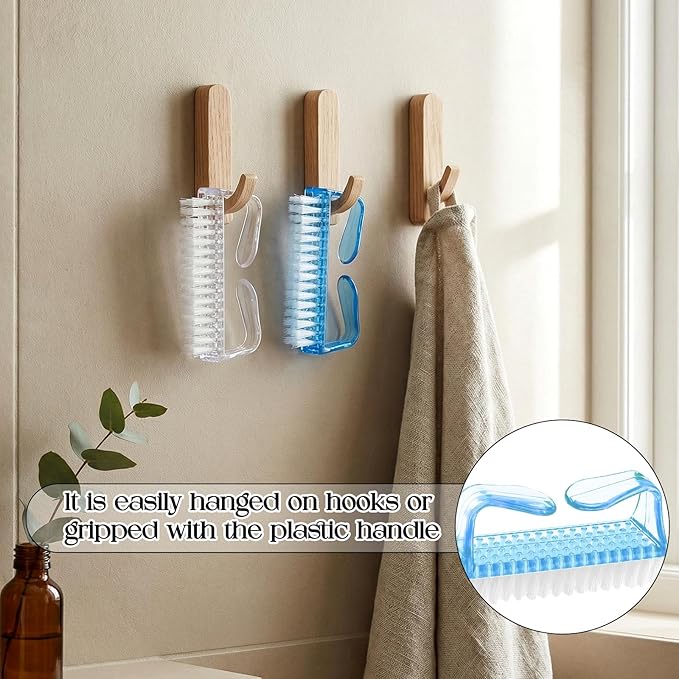EBOOT 4 Pieces Handle Plastic Nail Brush Nail Hand Scrubbing Cleaning Brush(Blue,Clear)