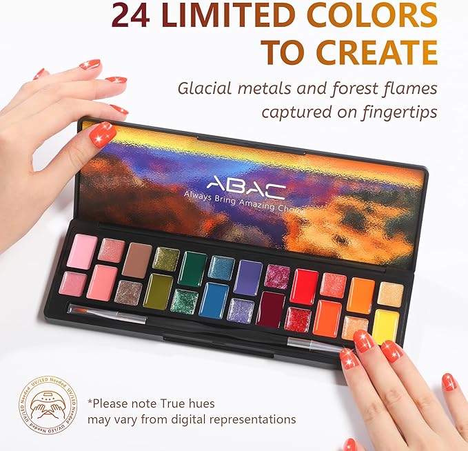 ABAC Fall & Winter Solid Gel Nail Polish Set,Ombre Gel Nail Polish,Pat Paint Nail Art-Nude Orange Yellow Green Glitter Colors w/Pro Brush No-Spill,Hema-Free Gifts for Girls Glowing Attraction