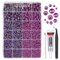 2 Styles Solid Purple+ Dark Purple AB Flatback Pearls for Bedazzling Crafting 3mm-10mm Half Round Beads Gems Bedazzler Kit for Nails Face Eyes Makeup Tumblers Bottles DIY Crafts Shoes﻿ Phones