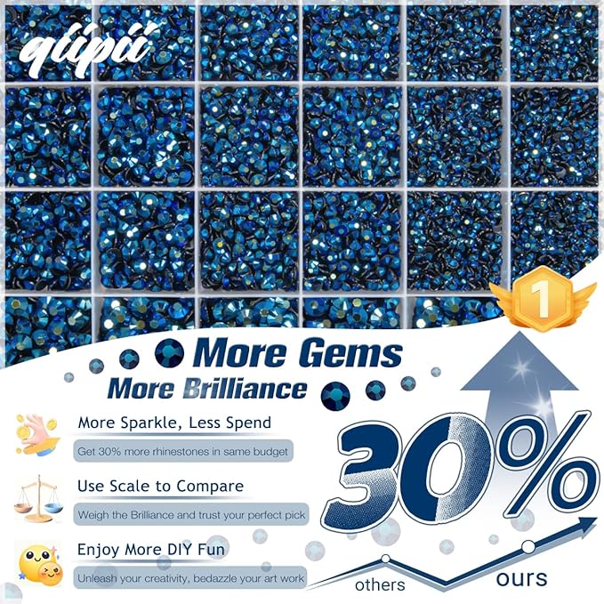 Ink Blue Resin Rhinestones w B7000 Glue for Bedazzling Crafting 2mm-6mm Montana Flatback Jelly Stones Navy Blue Diamonds Gems Bedazzler Kit for Nails Face Eyes Makeup Tumblers Bottles Crafts
