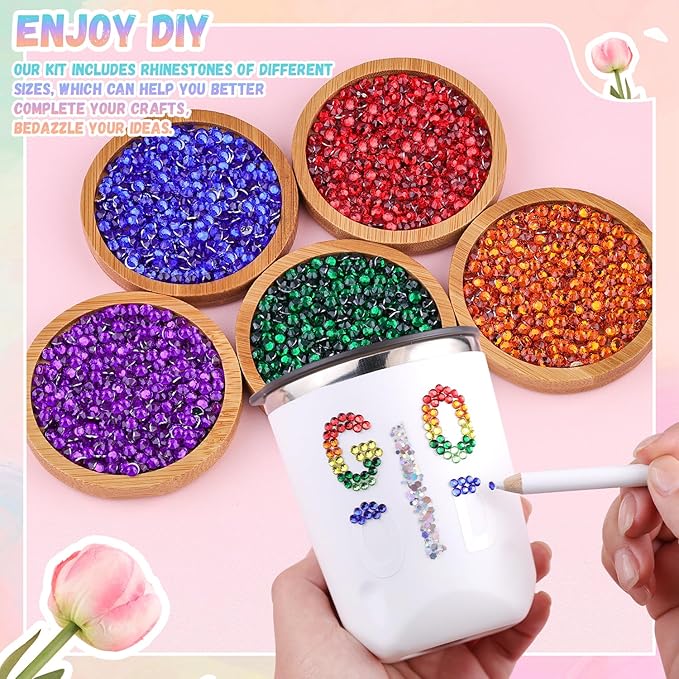 12600Pcs Resin Rhinestones with 3Pcs B7000 Jewelry Glue for Crafting, Multicolors 4mm Non Hotfix Flatback Gems, Bedazzling Crystal for DIY Crafts Clothing Tumblers Mugs Shoes Fabric Decor Nail Art