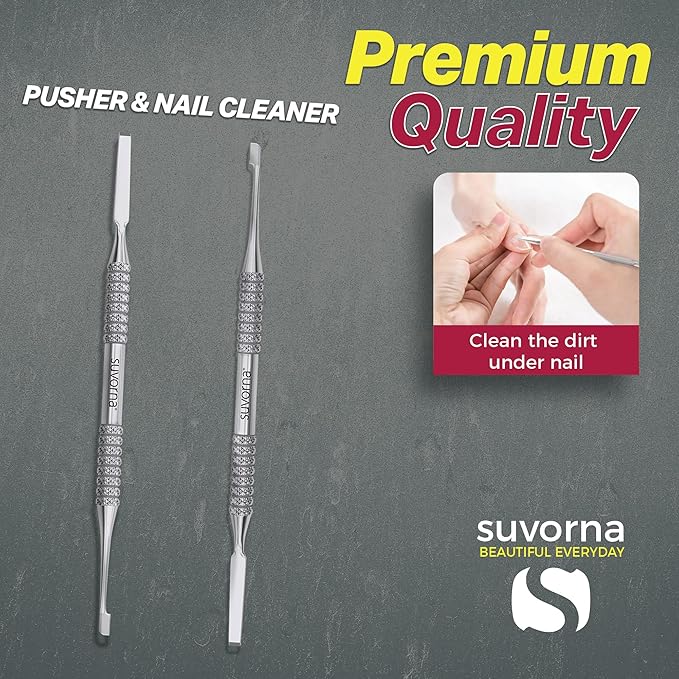 Suvorna 2-in-1 Cuticle Pusher Tool and Cuticle Knife or Cuticle Cutter Empujador De Cuticula Profesional | Mini Cuticle Pusher, Metal Cuticle Pusher Stainless | Nail Cuticle Pusher Nail Design Tools