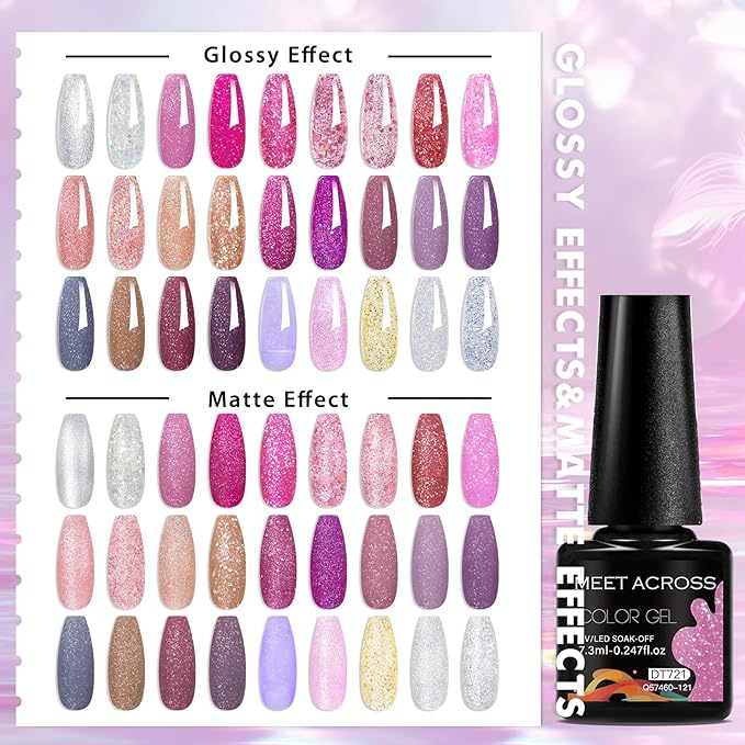 MEET ACROSS 27PCS Gel Nail Polish Set,27 Colors Gel Nail Kit Art Design Soak Off UV LED,Nail Art Design Gifts for Women