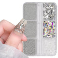 3D Nail Art Charms Silver Grey Nail Micro Caviar Beads Rhinestones for Acrylic Nails Mix Size Multishape AB Nail Rhinestones Nail Crystal Studs Flatback Pearl Kit for Nail DIY Craft Decoration