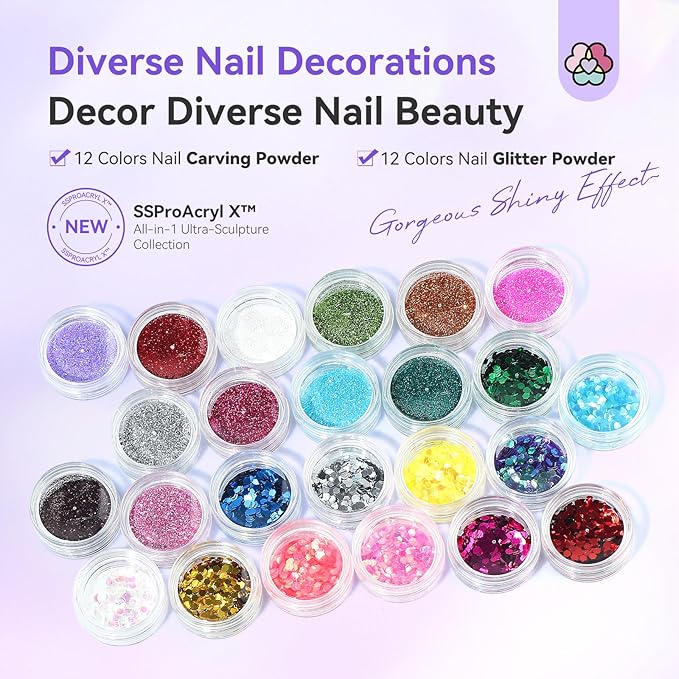 SAVILAND Professional Acrylic Nail Kit: Nail Kit Set with 4OZ Large Capacity Monomer Nail Drill 30 Days Wear Nail Extension Manicure Christmas Gift