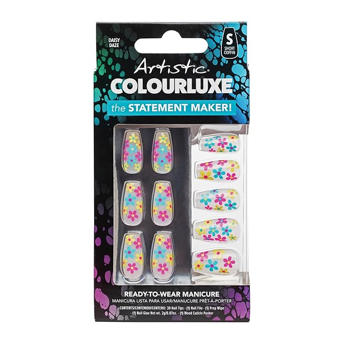 Artistic Colourluxe Press-On Tips - Kit Colourluxe Press-On Tips - Kits Nails - 30 Nails (Daisy Daze, Kit)