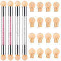 Maitys 4 Pcs UV Gel Gradient Sponges Pens with 16 Pcs Replacement Head Nail Sponges for Ombre Double Head Brush for Nail Art Manicure DIY Tools(Pink, White)