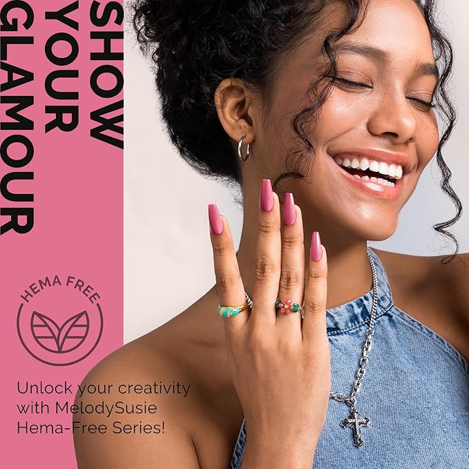 MelodySusie Hema Free Gel Nail Polish, 0.5 Fl Oz Thick Rose Pink Gel Polish, Non-Toxic, Long Lasting, Soak Off UV Nail Polish, Manicure Nail Design Salon DIY Nail Art at Home K0566