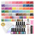 PHOENIXY 63 Pcs Gel Nail Polish Kit with U V Light and Drill, 45 Colors Gel Nail Polish with 5 Pcs Base Top Coat Manicure Starter Nail Polish Set Valentine Gifts for Women