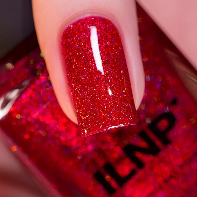 ILNP Say Love - Ruby Red Holographic Nail Polish, Chip Resistant, 7-Free, Non-Toxic, Vegan, Cruelty Free, 12ml