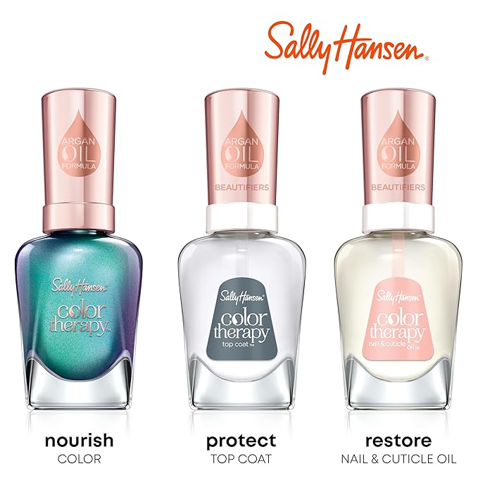 Sally Hansen Color Therapy Nail Polish | Biotin, Argan Oil, Long Lasting, Healthy Nails, Nail Strengenther, Sheer | 541 Give Me a Tint | Soft Purple Nail Color
