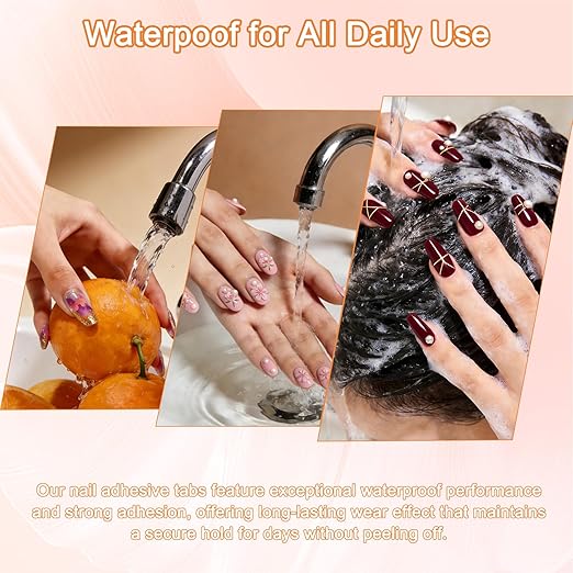 300 Pcs (10 Sheets) Nail Adhesive Tabs, Ultra Thin Double-Sided Nail Sticky Tabs for Press on, 15 Sizes Jelly Nail Glue Stickers Waterproof Press on Nail Sticky Tabs for Manicure Nail Accessories