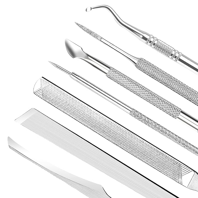ZIZZON 7 Pcs Ingrown Toenail File and Lifters Set, Stainless Steel Ingrown Toenail Removal Kit, Under Nail Cleaner Pedicure Tools
