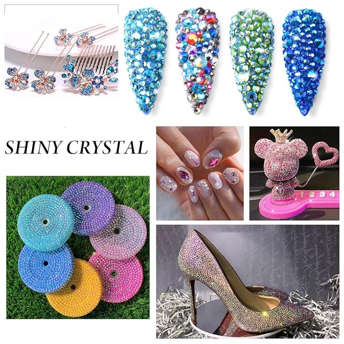 Novani Pink AB Rhinestones Glass Rhinestone for Crafts Flatback Crystals Gems and Rhinestones for Nails Art Makeup Face Clothes Shoes Decoration DIY(SS6,1440pcs,Pink AB)