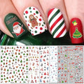 TailaiMei Christmas Nail Decals Stickers, Self-Adhesive Nail Art Decorations, Design for Santa Claus Snowflake Snowman (1366 Pcs, 12Sheets)