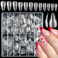 LoveOurHome 600pc Almond Nail Tips Medium Fake Nails Clear Press on Nail Almond Full Cover Short Stiletto Soft Gel Nails Tip Medium Artificial False Fingernails for Gel Acrylic Nail Extension