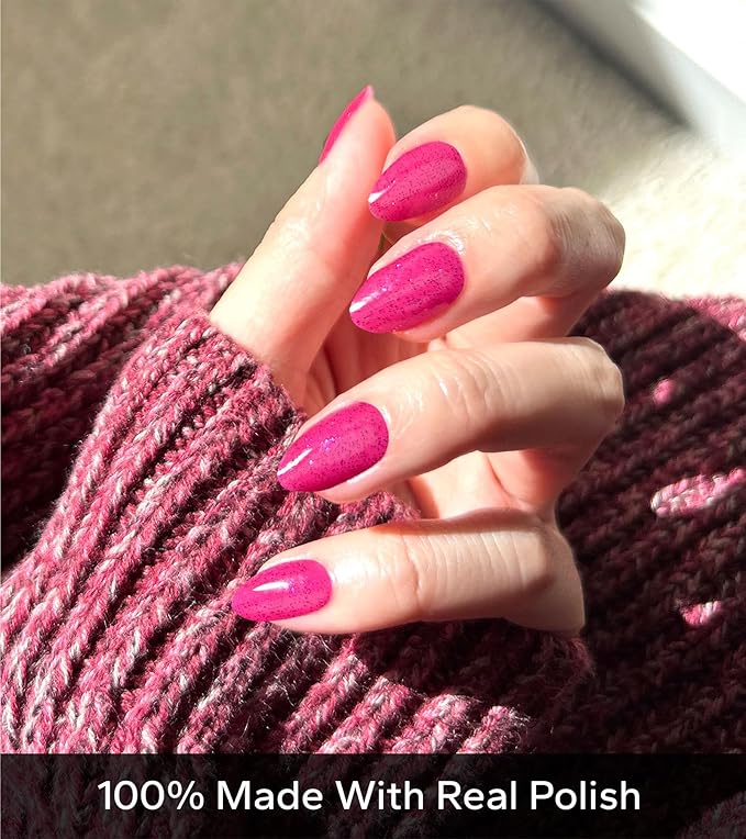 Nail Polish Strips, 20Pcs Salon Quality Gel Nail Stickers, Easy Long Lasting Wraps for Short Nails no UV Light Needed (Glitter Medium Violet)