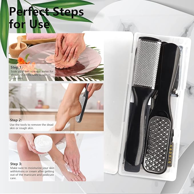 Professional Manicure and Pedicure Tool Kit Professional Exfoliation Foot File Set for Women and Men at Home Or Travel Or Salon to Foot Care (BlackB-30PCS)