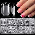 LoveOurHome 750pc Extra Short Squoval Nail Tips Clear Fake Nails XS Short Round Square Gel Nail Tips Full Cover Acrylic Nails Clear Press on Nails 15 Sizes False Fingernail for Gel Nail Extension