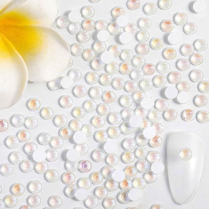 Beadsland 1440pcs Flat Back Crystal Rhinestones Round Gems for Nail Art and Craft Glue Fix, Luminous White, SS16,3.8-4.0mm