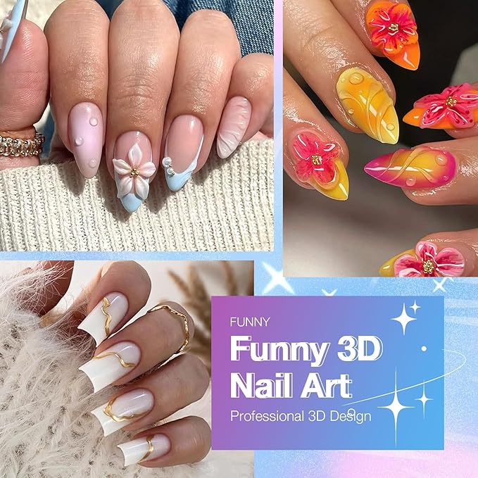 60g Solid Builder Nail Gel with 3D Sculpting Mold, Non-Sticky Hand Carving Gel for Nail Art Extension - Hard Gel for DIY & Salon, UV/LED Cured, Large Capacity (White)