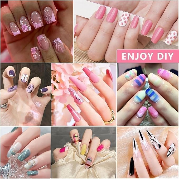 20 Nail Art Brushes Kit with Striping Tapes, Rhinestones, Pearls, Butterfly Sequins, Flower Charms & Gold Stickers for Nails DIY Manicure Gifts (Rosy)