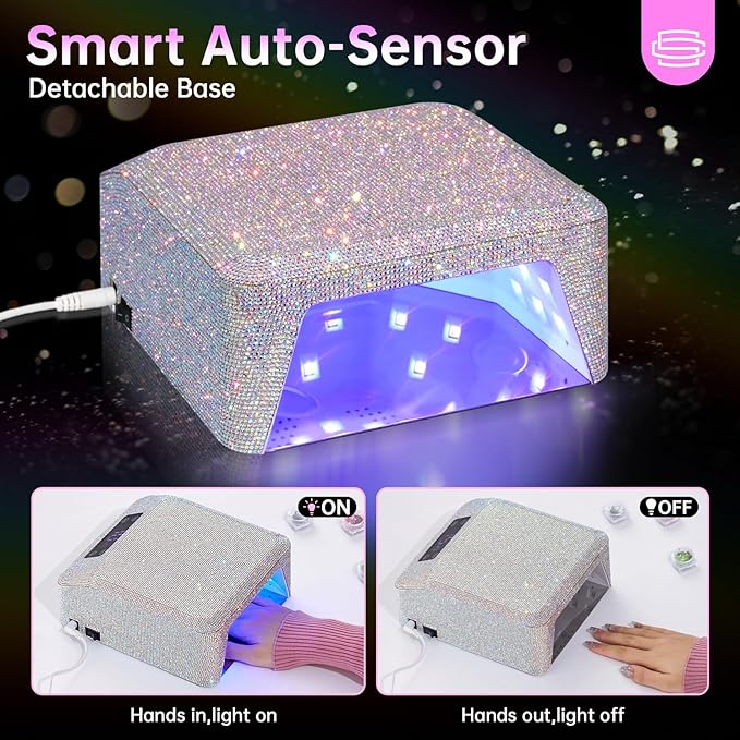 UV LED Nail Lamp 96W Plug-in Nail Dryer Sparkly Gel Polish Light 4 Timer Setting Professional Quick Dry Curing Lamp with Display Auto Sensor for Salon & Home