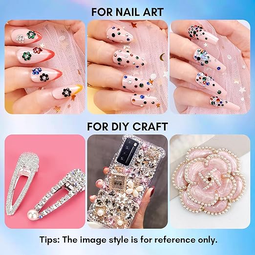 Makartt Blue Nail Rhinestones Flatback Rhinestones Multi-Size Round Crystal Glass Nail Charms Diamonds Nail Jewels for DIY Crafts Makeup Nail Art Supplies Accessories Christmas Gift