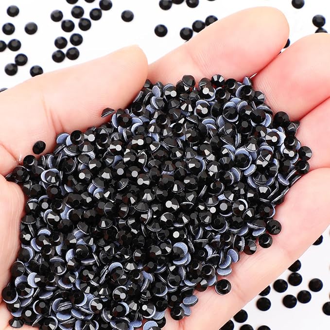 NCB 14400pcs Hotfix Crystal Rhinestones for Clothes Crafts, Hot Fix Bulk Flatback Crystals, Iron on Hotfix for DIY Decoration 100 Gross (Black, ss16/14400pcs)