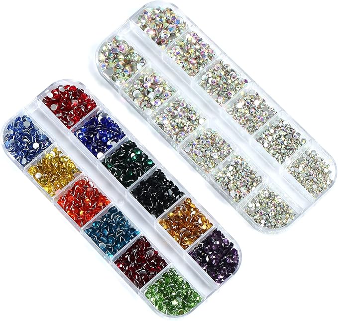 4492 Pieces Nail Art Rhinestones Crystal Flatback Multi-color Rhinestones for Nails with Rhinestone Picker Pick Up Tweezers Clothes diamond (Colorful)