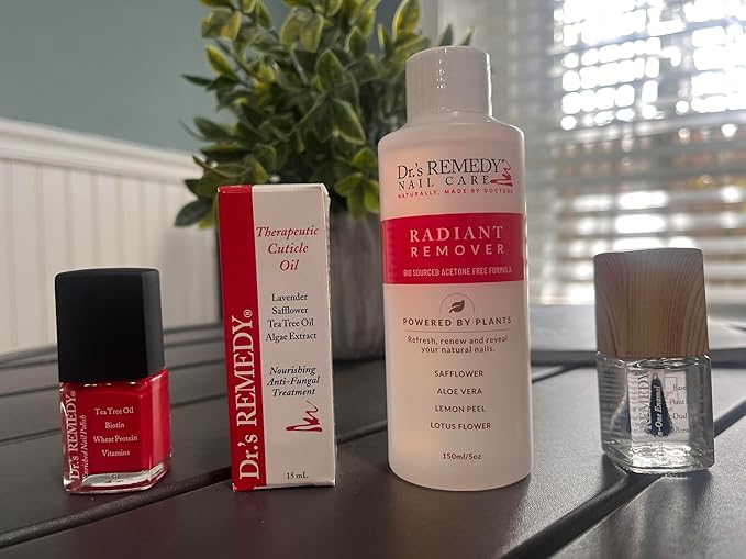 Dr.'s Remedy 4 Pack Nail Polish Treatment Kit, Start To Finish Kit With Total Two-in-One, RADIANT Remover, Therapeutic Cuticle Oil and CLARITY Coral