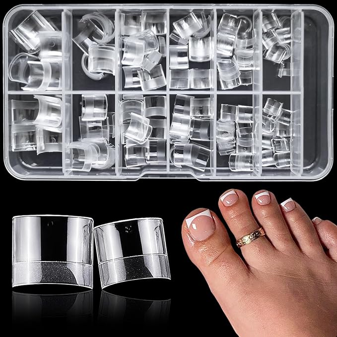 240pc Soft Gel Toe Nail Tips Short Fake Toenail Tips Square Fake Toe Nail Tips for Toes Press on Toenails, Clear False Toe Nail Press ons, 12 Sizes French Artificial Toe Tips Acrylic Nails