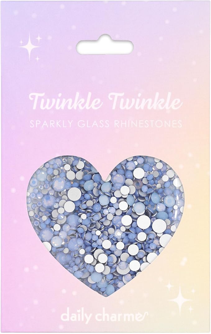 Daily Charme Twinkle Twinkle Round Flatback Crystal Rhinestone for Nail Art (Air Blue Opal), 1440 PCS, No-Hotfix, (1.4 mm - 4.7 mm), DIY and Salon