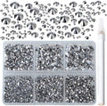 Bymitel 5000 Pieces 6 Mixed Sizes Glue Fix on Glass Rhinestones Round Crystal Gems Flatback for DIY Jewelry Making with one Picking Pen(6-Sizes 5000PCS, Labrdor)