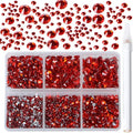 Bymitel 5000 Pieces 6 Mixed Sizes Glue Fix on Glass Rhinestones Round Crystal Gems Flatback for DIY Jewelry Making with one Picking Pen (6-Sizes 5000PCS, Siam)