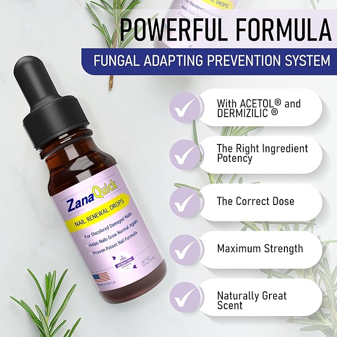 ZanaQuick Toenail Treatment Drops - 4 Pack Extra Strength Nail Repair Solution for Toe Nails & Fingernails - Powerful Nail Care Renewal & Recovery Liquid for Thick, Damaged & Discolored Nails Remedy