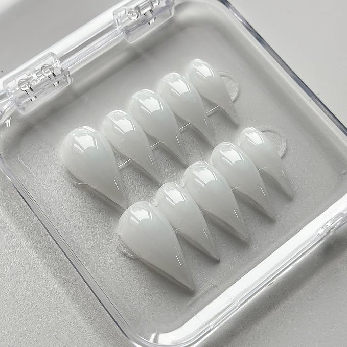 Luxury Press on Nails Medium Curved Stiletto Handmade Eagle Claw Unique Reusable ABS Material Fake Nails Dragon Claw False Nails with Designs Cat Claw Glossy Glue on Nail Thick Acrylic Nail(M)