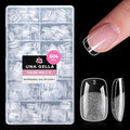 UNA GELLA Gel Nail Tips Square & Squoval Short, 504pcs Short Round Square Press on Nails Pre Etched Squoval Soft Gel Fake Nails Full Cover For Nail Extension Home DIY Salon 12 Sizes