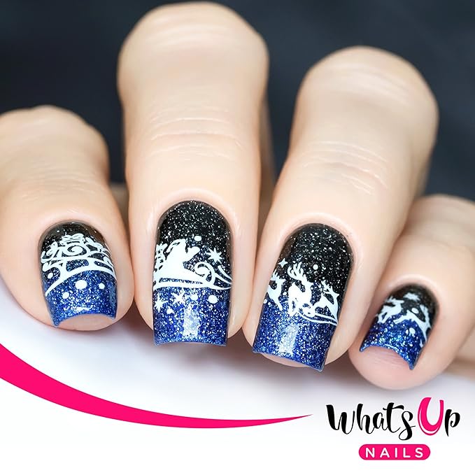 Whats Up Nails - A014 Holiday Snowfall Stamping Plate for Christmas Winter Nail Art Design