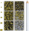 8000pcs Hotfix Rhinestones Flatback,Rhinestones for Crafts Clothes Mixed 6 Sizes, Hotfix Crystals with Wax Pencil Kit, SS3-SS12,Olivine