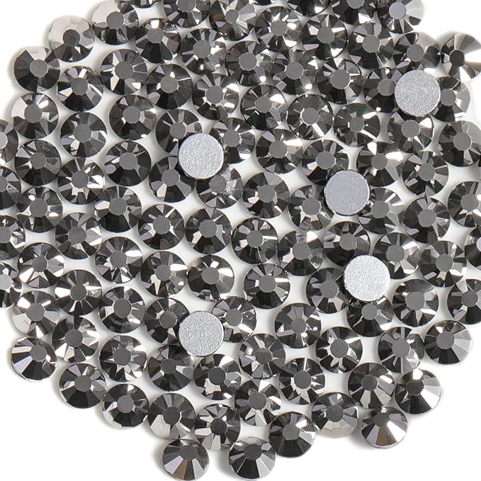 Beadsland 2880pcs Flat Back Crystal Rhinestones Round Gems for Nail Art and Craft Glue Fix, Jet Hematite, SS20,4.6-4.8mm