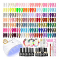 COSCELIA 60PC Gel Nail Polish Kit with U V light Starter Kit 55 Colors Gel Polish 5PC Top Base Coat Nail Art Decorations French Manicure Kit for with Everything Valentines Day Gifts for Women
