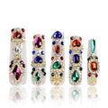 LOVFUL Press on Nails Treasure Trove Rhinestone | Handmade with Full Covered Crystals | Reusable Full Cover Nails | Square Mid length 1.7 in | H103-M