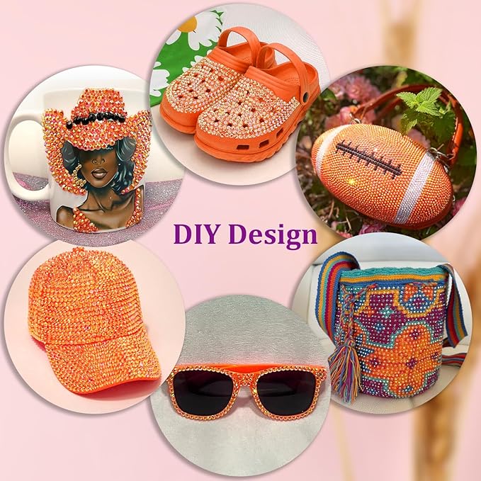 25000Pcs Resin Rhinestones with Tweezers for Crafting, Orange AB 2-6mm Mixed Sizes Bedazzling Crystal with 3Pcs 10ml B7000 Jewelry Glue for DIY Crafts Clothing Tumblers Shoes Fabric Nail Art