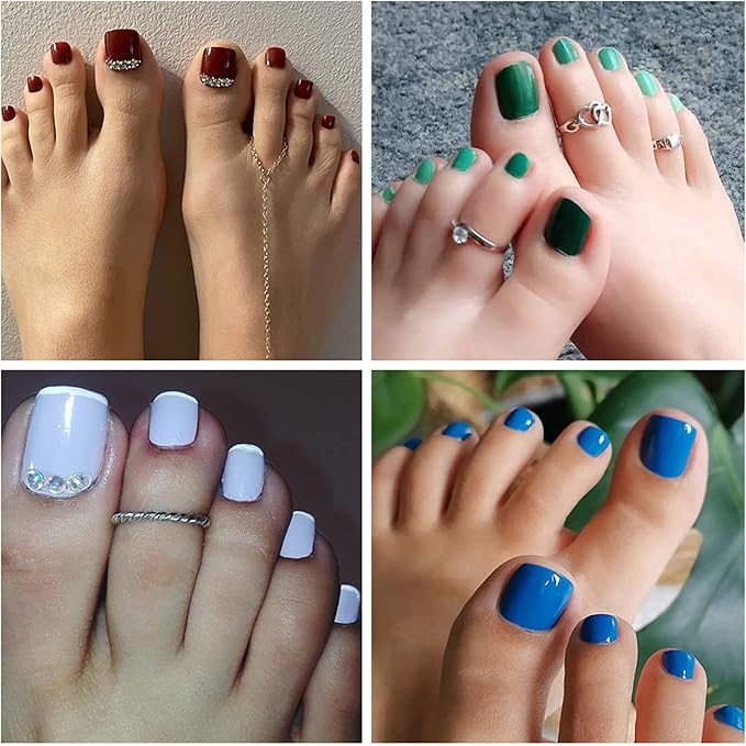 AddFavor 240pcs Toe Nail Tips Clear Soft Gel Toenail Tips Full Cover Square Acrylic Artificial False Fake Toe Nails Tips for Salon and Home Foot Pedicure Manicure