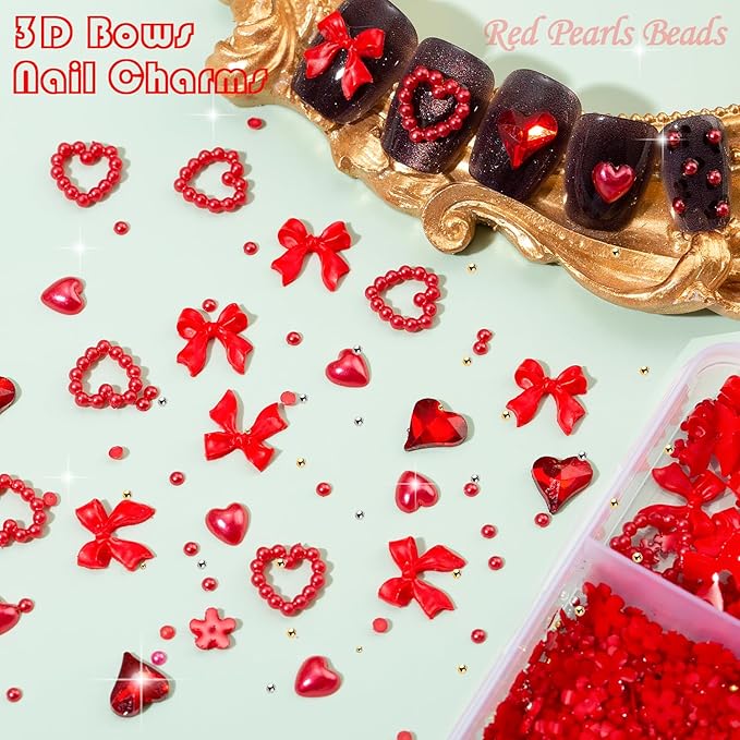 10000pcs Nail Charms and Gems:Pink Cute Bow Heart 3D Flower Charms for Junk Cases kit;Gold Chunky Butterfly Charms for Nails Design,nail jewels Diamond Rhinestones for Nails;Beads Pearls for Nails Art
