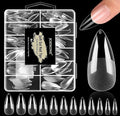 JODSONE Long Almond Nail Tips 240Pcs Soft Nail Gel Tips Half Matte Full Cover Clear Gelly Press on Flase Nail Tips for Extension Nail Manicure Home DIY 12 Sizes