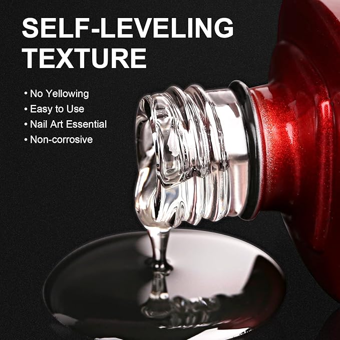 Gel Top Coat and Base Coat Set, 2 Pcs 15ML No Wipe Shine Finish Top Coat And Gel Base Soak Off UV Led Clear Top Coat Long Lasting Glossy Nail Art Design Manicure For Women