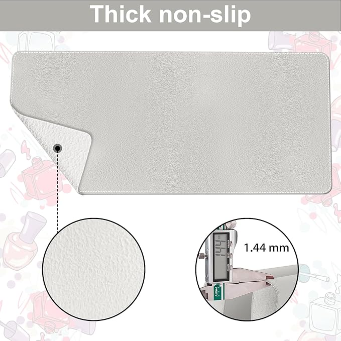 Diesisa Nail Art Table Mat,Foldable Nail Arm Rest Pad for Nails,Soft Microfiber PU Leather Nail Mat for Table,Waterproof Manicure Pad,Nail Table Pad for Nail Technician Salon Home-Grey
