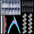 Dual Nail Forms Set Poly Gel Quick Building Kit, 120Pcs Stiletto Molds With 10Pcs Tips Clips, Clipper Trimmer, Dual-Ended Extension Gel Brush, File